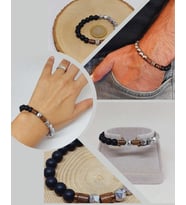 Hematit & Oniks Taşı 8mm Unisex Tasarım Bileklik Hawaii Model (52358)