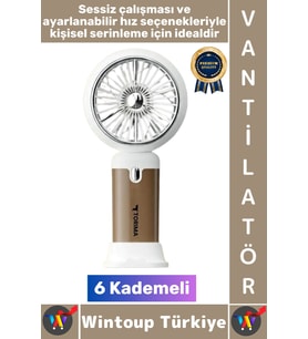 #Vantilatör Kompakt Sessiz Yoğun Üflemeli 6 Kademeli Şarjlı Turbo Mini Masa Üstü El Fanı Vantilatör