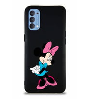 Oppo Reno 4 Soft Premier Kapak Minnie Mouse-F Tasarımlı Silikon Kılıf - Siyah (Şeffaf)