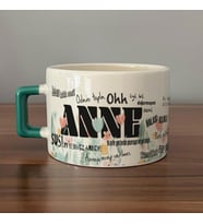 Anne Sözleri Tam Tur Baskılı Baskılı Yeşil Kulplu C Fincan
