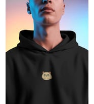 Persian Kedili Hoodie Unisex %100 Pamuk  Siyah Kapüşonlu Sweatshirt Göğüs Ortası Minimal Logo