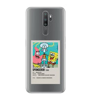 Oppo A5 2020 / A9 2020 Uyumlu Sunger Bob Minimalist Poster Desenli Şeffaf Telefon Kılıfı