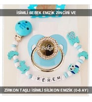 Sahi Aksesuar İsimli Bebek Emzik Zinciri ve İsimli Bebek Silikon Emzik (0-6 Ay