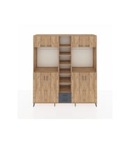 Hyperion Dolap 14 Raflı 2 Çekmeceli 2 Askılı 220x44x243 Çam-Çam/Antrasit