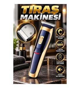 HK-6005 Tıraş Makinesi – Kablosuz Saç ve Sakal Kesme Makinesi, T Bıçak Teknolojili