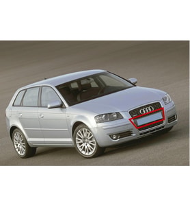 Audi A3 2004-2008 Ön Tampon Panjuru Plaka Tutucusu Koyu Gri 8P4807285G