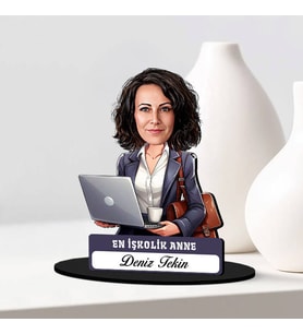 Anneler Günü Hediyesi En İşkolik Anne Karikatürlü Biblo