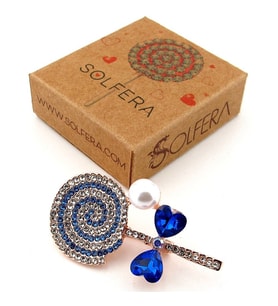 Mavi Beyaz Lolipop Candy Şeker Metal Yaka Süsü Broş RZ442