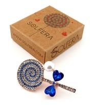 Mavi Beyaz Lolipop Candy Şeker Metal Yaka Süsü Broş RZ442