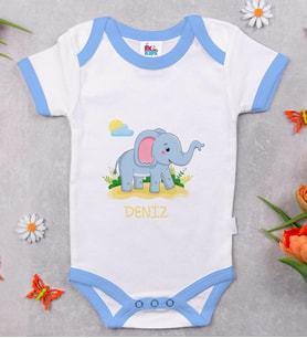 BK Kids Kişiye Özel Mavi Bebek Body Zıbın - Model 151