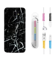 Samsung J6 Plus J7 Prime J7 Pro M20 Kılıf Kablo Koruma Spiral Silikon Black Marble 3 1382