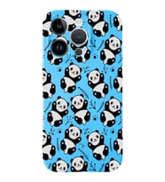 Apple iPhone 14 Pro Max Uyumlu Lansman Kılıf Panda Tasarımlı İçi Kadife Kapak-Mavi (Şeffaf)