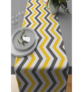 Sarı Zigzag Desenli Premium Masa Örtüsü Runner RNR137