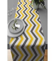 Sarı Zigzag Desenli Premium Masa Örtüsü Runner RNR137