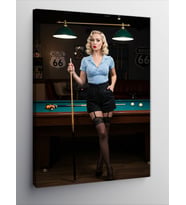 Kanvas Tablo Bilardo Masası ve Kadın