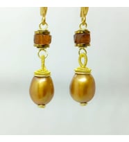 2629 Doğal İnci Hossanite Garnet Hematit el yapımı küpe