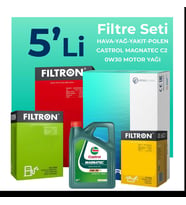 Filtron Peugeot 3008 1.6 BlueHDi Dizel Filtre Bakım Seti Castrol Motor Yağlı (2016-2019) 5 Li