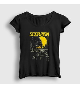 Presmono Kadın Siyah Scorpion V4 Mortal Kombat T-Shirt 147663tt