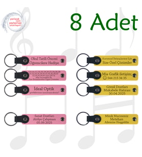 Pembe & Sarı, 8’li Set, Kişisel Mesajlı Deri Hediyelik, Aile Pikniklerine Anlamlı Sürpriz