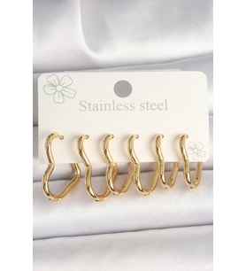 Çelik Gold Renk Model Kadın Küpe Seti - Tj-Bkp10356