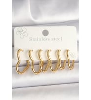 Çelik Gold Renk Model Kadın Küpe Seti - Tj-Bkp10356