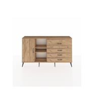 Arges Konsol 4 Raflı 4 Çekmeceli Tek Kapaklı  176x30x99 Çam-Çam