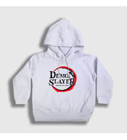 Presmono Unisex Çocuk Beyaz Logo İblis Avcısı Anime Demon Slayer Kimetsu No Yaiba Kapüşonlu Sweatshirt 308530tt (Beyaz)
