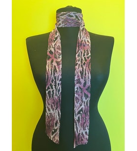 LEOPAR SİMLİ KADIN FULAR BOYUN BAĞI SAÇ BANDI BANDANA 140X5 CM (Fuşya)