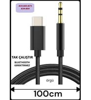 Samsung UYUMLU A54 A34 A33 A53 A73 Type C Aux Kablo Type C Ses Kablo Örgü Hasır Dac Çipli Kablo