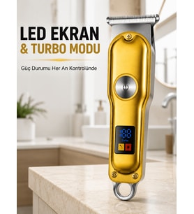 Lexroo Erkek Saç Sakal Tıraş Makinesi LED Ekranlı Turbo Modlu T Bıçaklı Ense Favori Şekillendirme