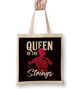 Queen Of Strings Cello Player Cellist Musical Instrument Bez Çanta Uzun Saplı