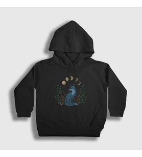 Presmono Unisex Çocuk Siyah Night Fox Tilki Kapüşonlu Sweatshirt 368002tt