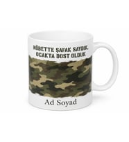 Asker Arkadaşına Şafak Saydığımız Günler Kamuflaj Tasarım Kupa Hediye Bardak