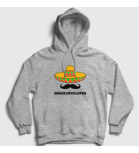 Presmono Unisex Gri Senior Developer Yazılımcı Kapüşonlu Sweatshirt 339038tt (Gri)