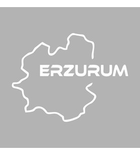 Erzurum Harita Araba Sticker siyah 17x13 CM (Beyaz)