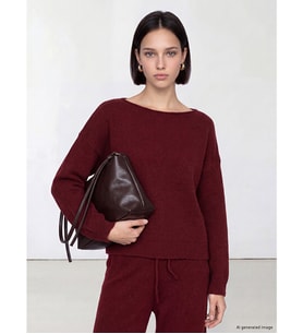 LCW Comfort Bordo Kayık Yaka Kadın Triko Kazak