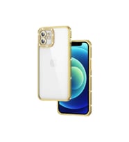 Apple iPhone 12 Uyumlu Kılıf Kamera Korumalı Taşlı Zore Mina Kapak (Gold)