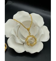 22 ayar altın kaplama kadın gold zirkon taşlı halat zincirli içi boş çeyrek  çerçeve kolye modeli