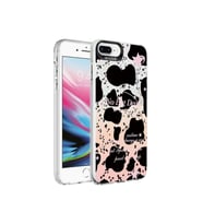 Apple iPhone 7 Plus Uyumlu Kılıf Mermer Desenli Zore Marbello Kapak (Siyah - Beyaz)