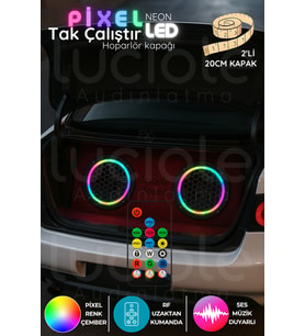 Şerit LED Sese Duyarlı 2’li ARGB Neon Pixel LED Hoparlör Kapağı  20cm Midrange Aydınlatma Seti  Showline