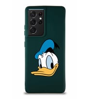 Samsung Galaxy S21 Ultra Soft Premier Kapak Donald Duck-B Tasarımlı Silikon Kılıf - Yeşil (Şeffaf)