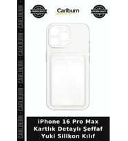 iPhone 16 Pro Max Kartlık Detaylı Şeffaf Yuki Silikon Kılıf Cep Koruyucu Telefon Kabı Cihaz Kılıfı