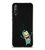 Huawei Y8P Soft Premier Kapak Plankton Tasarımlı Silikon Kılıf - Siyah (Şeffaf)