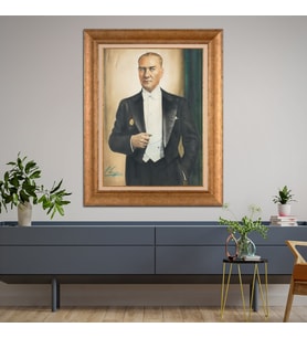 Altın Varaklı Paspartulu Çerçeveli Tablo rv1518
