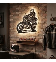 Kişiye veya Fotoğrafa Özel Led Işıklı Ahşap Hediyelik Motosiklet Tabloları, Dekor