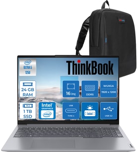 Lenovo Thinkbook 16 G7 Iml Intel Ultra 5 125U 24GB Ddr5 1tb SSD Intel® Aı Boost 16" Wuxga 300NITS IPS Freedos Taşınabilir Bilgisayar 21MS005KTRF08 + Zetta Çanta