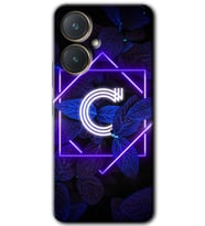 Vivo Y27 Kılıf HD Desen Baskılı Kılıf - Dark Neon Yaprak C Harfi