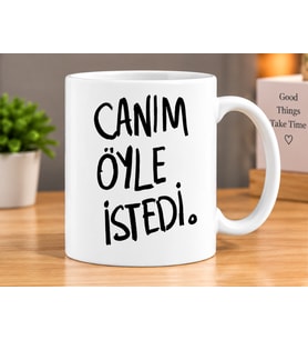 Canım Öyle İstedi Yazılı Esprili Hediyelik Porselen Kupa Bardak