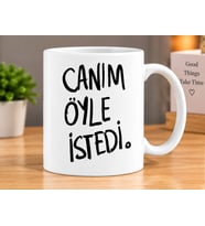 Canım Öyle İstedi Yazılı Esprili Hediyelik Porselen Kupa Bardak