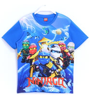 LEGO Ninjago 3D Baskılı Erkek Çocuk Kısa Kollu Yazlık Tişört 5 - 13 Yaş Mavi
